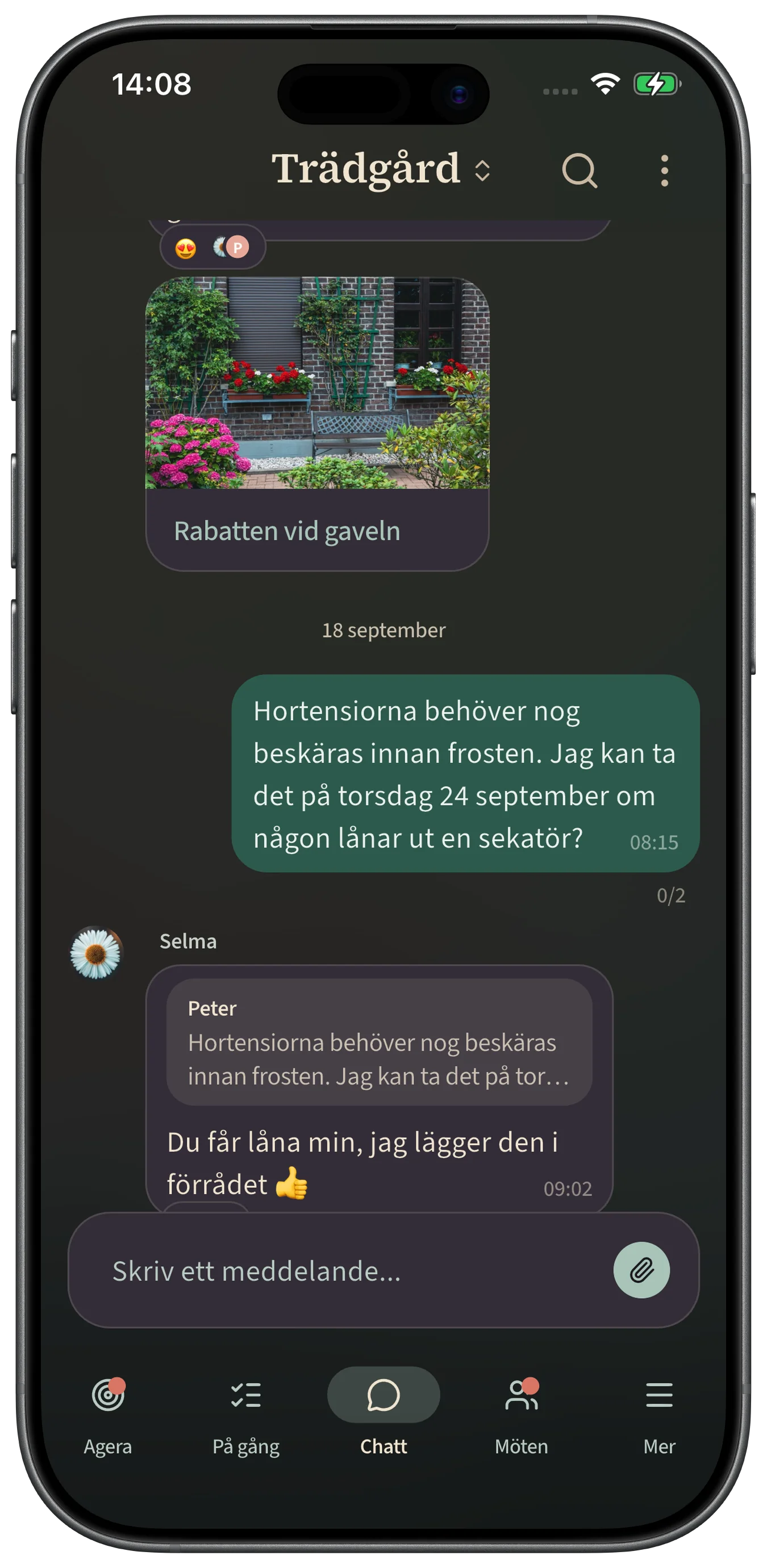 Undergruppen Trädgård i Dagning med bild, citat och reaktioner